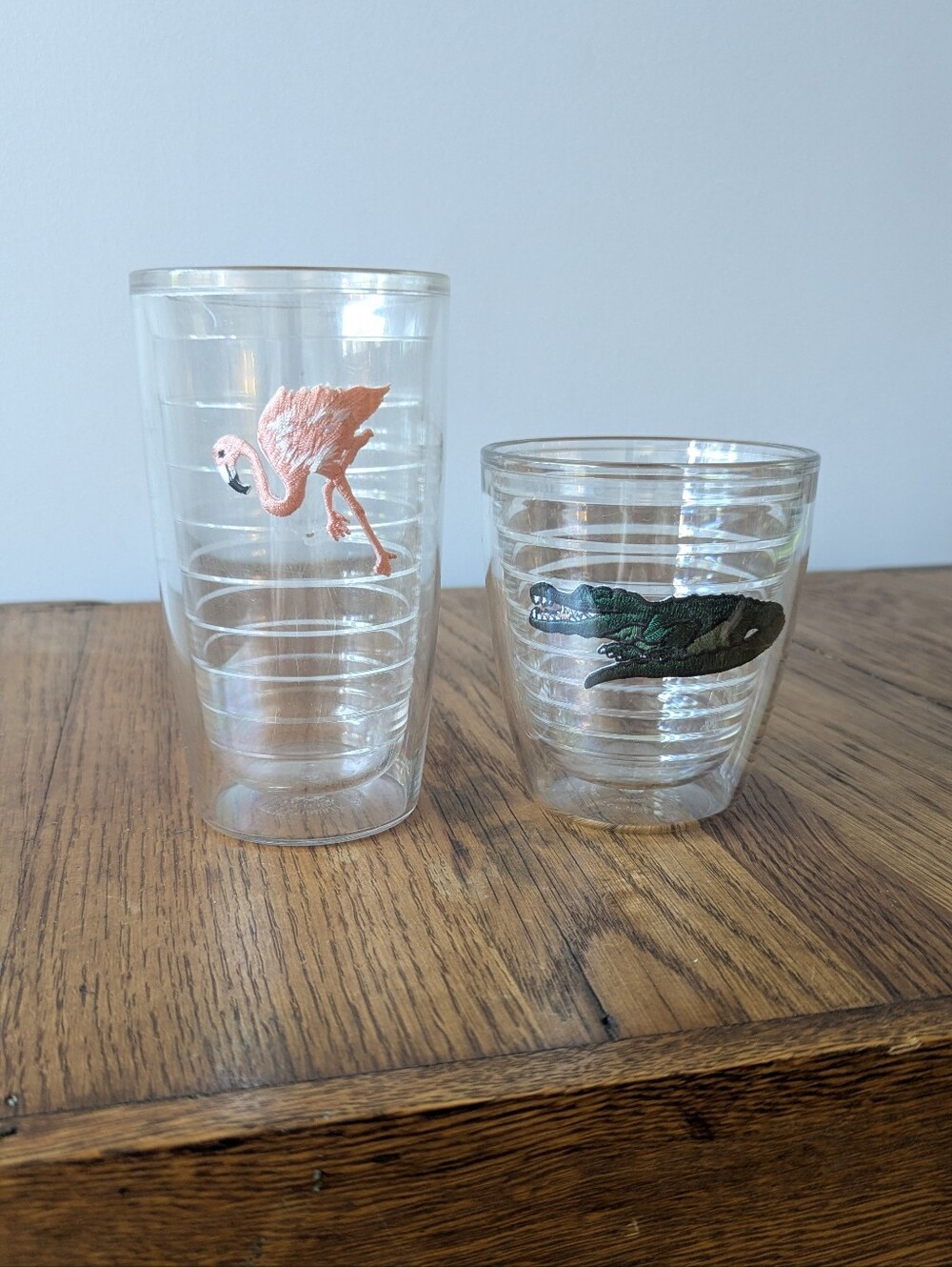 🐊🦩 Alligator Flamingo Tervis 16/12 oz Insulated Tumblers Embroidered Cups Set